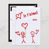 je t'aime croquis de cahier briefkaart (Voorkant / Achterkant)
