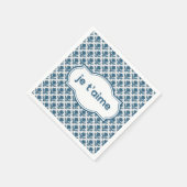 Je T'aime Elegant French Tapestry Blue White Servet (Hoek)