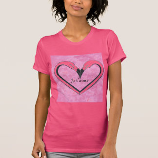 Je t'aime, Flamingo Kiss Heart door SandyCloss T-shirt