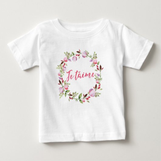 Je taime floral waterverf kinder T-shirt (Voorkant)