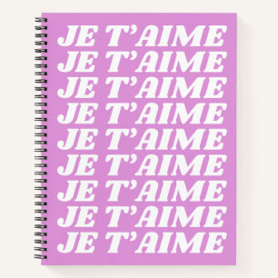 Je T'aime   Frans I Love You   Cute Violet Pink Notitieboek
