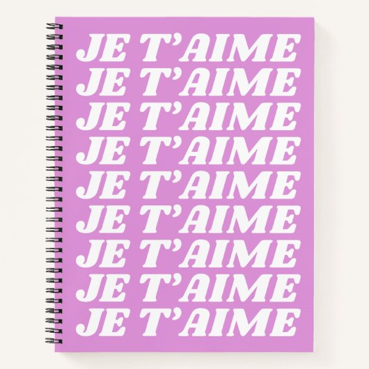 Je T'aime | Frans I Love You | Cute Violet Pink Notitieboek (Voorkant)
