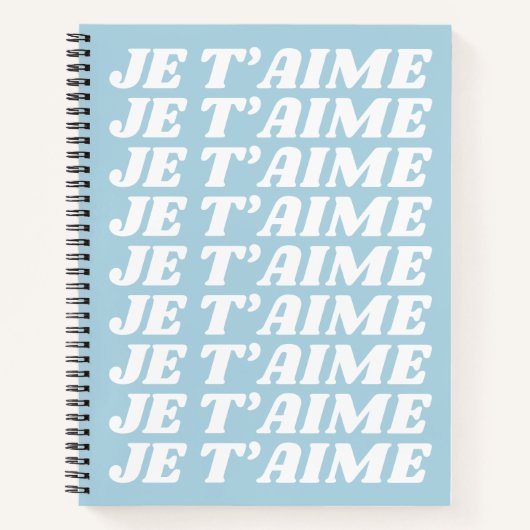 Je T'aime | Frans I Love You | Kute pasta Blue Notitieboek (Voorkant)