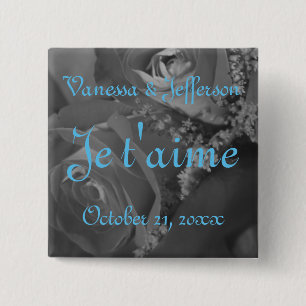 Je t'aime (Frans - "Ik hou van je.") Vierkante Button 5,1 Cm