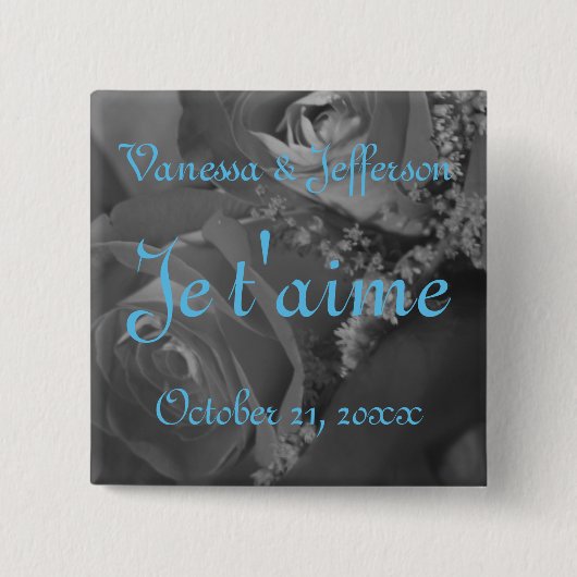 Je t'aime (Frans - "Ik hou van je.") Vierkante Button 5,1 Cm (Voorkant)