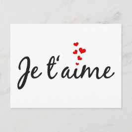Je t'aime, Franse woordkunst met hart Briefkaart