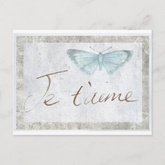 Je Taime French Butterfly Love Romantic Card Briefkaart