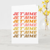 Je Taime French Love Gezegde Retro Typografie Kaart (Gele Bloem)