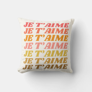 Je Taime French Love Gezegde Retro Typografie Kussen
