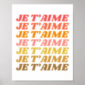 Je Taime French Love Gezegde Retro Typografie Poster (Voorkant)