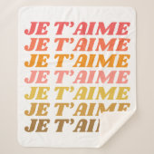 Je Taime French Love Gezegde Retro Typografie Sherpa Deken (Voorkant)