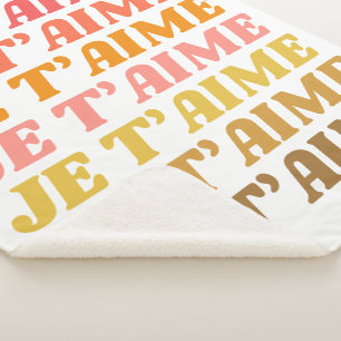 Je Taime French Love Gezegde Retro Typografie Sherpa Deken