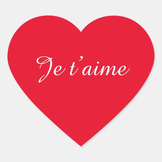 Je t'aime I love you Cute French Heart Sticker (Voorkant)