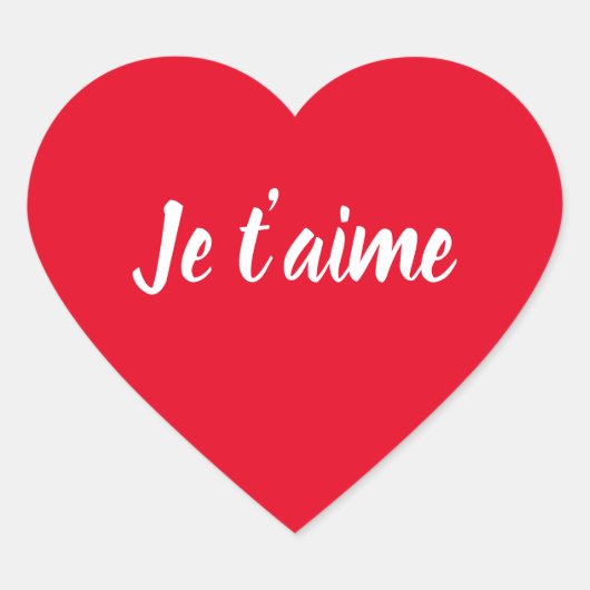 Je t'aime I love you Cute French Heart Sticker (Voorkant)