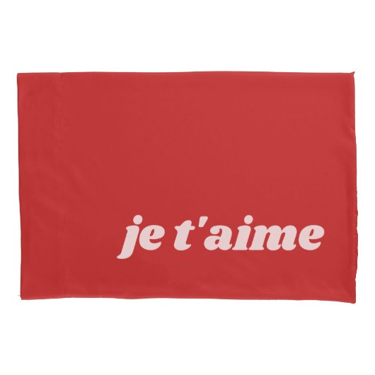 je t'aime | Ik hou van je | Franse zin Kussensloop (Voorkant-Links)