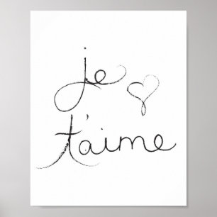 Je t'aime - " Ik hou van je in het engels - Poster