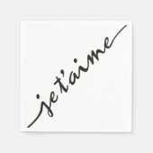 je t'aime - Ik hou van je in het Frans - zwart Servetten (Voorkant)