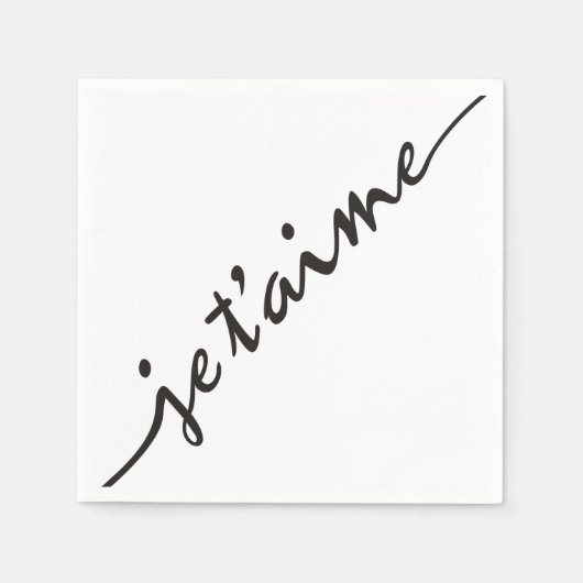 je t'aime - Ik hou van je in het Frans - zwart Servetten (Voorkant)