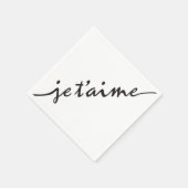 je t'aime - Ik hou van je in het Frans - zwart Servetten (Hoek)