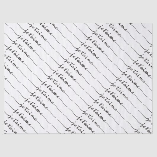 je t'aime - Ik hou van je in het Frans - zwart Tissuepapier (Voorkant)