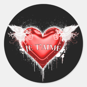 Je t'aime (ik hou van je) ronde sticker
