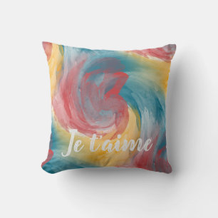 Je Taime Kleurrijke Abstracte Draaikolk Kussen