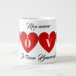 Je T'Aime Mon Amour Valentijn Red Heart Romantic Grote Koffiekop