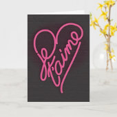 Je t'aime Neon Sign Valentijnsdag Wenskaart Kaart (Gele Bloem)