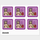 Je t'aime Paarse Romantisch Meisje  Collage Vierkante Sticker (Vel)