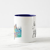 Je T'aime Paris | Eiffel Tower Paris Nightlife Tweekleurige Koffiemok (Center)