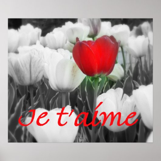 Je t'aime Red Tulip Print (Voorkant)