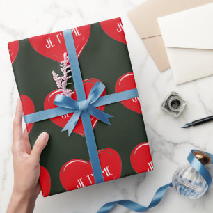 Je T'Aime Rode Hart Romantische Franse Liefdescita Cadeaupapier