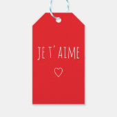 'Je T'aime' Romantisch Rood Wit Valentijnsdag Cadeaulabel (Voorkant)