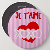Je t'aime ronde button 6,0 cm (Voorkant /achterkant)