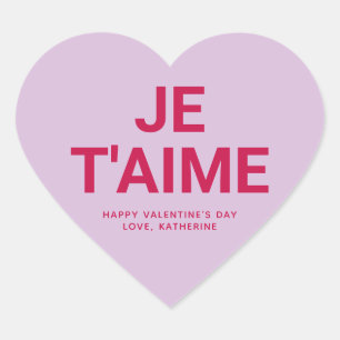 Je t'aime schattig Valentijnsdag aangepaste conver Hart Sticker