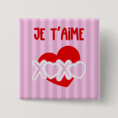 Je t'aime vierkante button 5,1 cm (Voorkant)