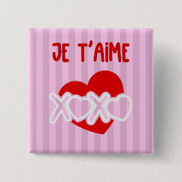 Je t'aime vierkante button 5,1 cm