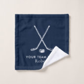 Je teamnaam IJshockey Elke kleur Navy Blue Bad Handdoek (Wasdoekje)