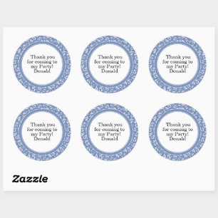 Je tekst 45e Willekeurig nummerpatroon Blauw/Wit Ronde Sticker