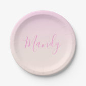 Je tekst | Elegant schrift & zachte blush roze omb Papieren Bordje (Voorkant)