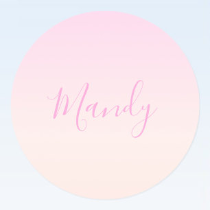 Je tekst Elegant schrift & zachte blush roze omb Ronde Sticker