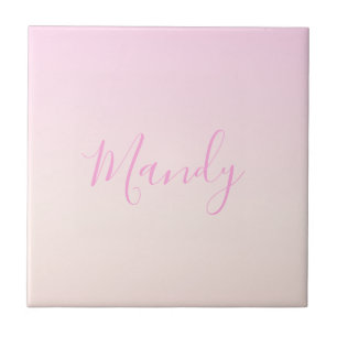 Je tekst   Elegant schrift & zachte blush roze omb Tegeltje