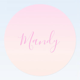 Je tekst | Elegant Schrift & Zachte Roze Ombre Ronde Sticker