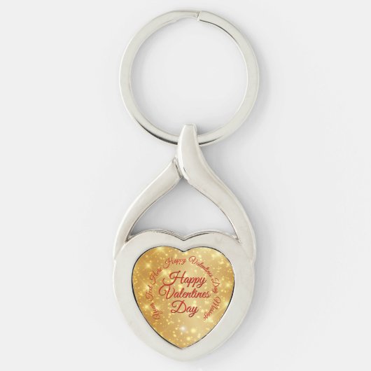 Je tekst gouden Valentijnsdag Bericht Hart Sleutelhanger (Voorkant)