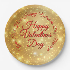 Je tekst gouden Valentijnsdagbericht  Groot 9" Papieren Bordje