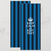 Je tekst op Keep Calm Blauwe Strepen (Voorkant / Achterkant)