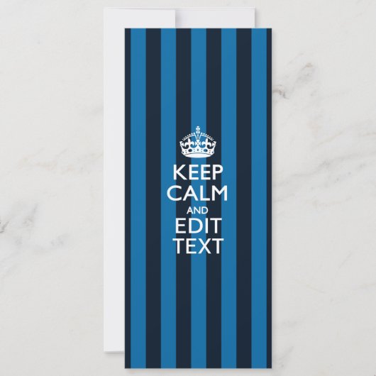 Je tekst op Keep Calm Blauwe Strepen (Voorkant)