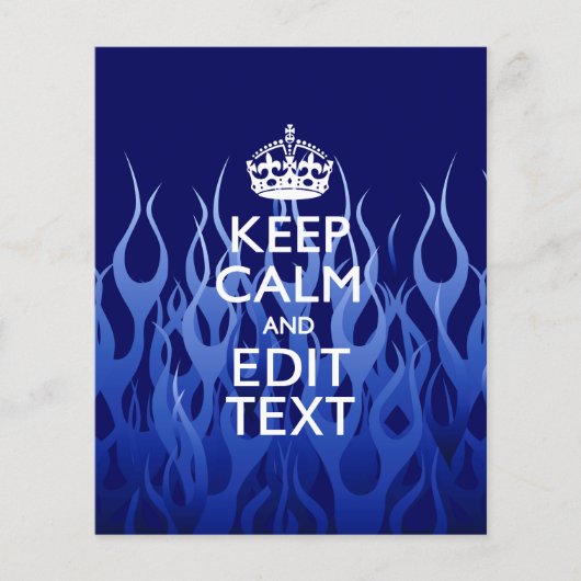 Je tekst op Keep Calm op blauwe racevlammen Flyer (Voorkant)