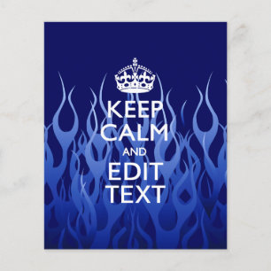 Je tekst op Keep Calm op blauwe racevlammen Flyer