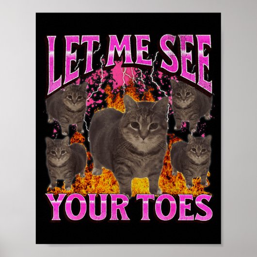 Je tenen grappige kat meme bootleg grafisch mannen poster (Voorkant)
